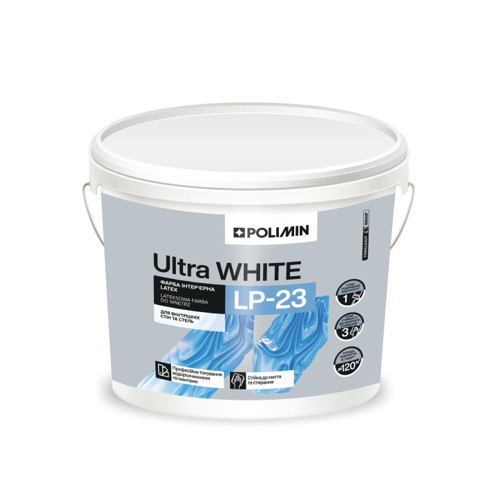 Краска интерьерная Полимин (Polimin) LP-23 Ultra WHITE База А  (14кг )