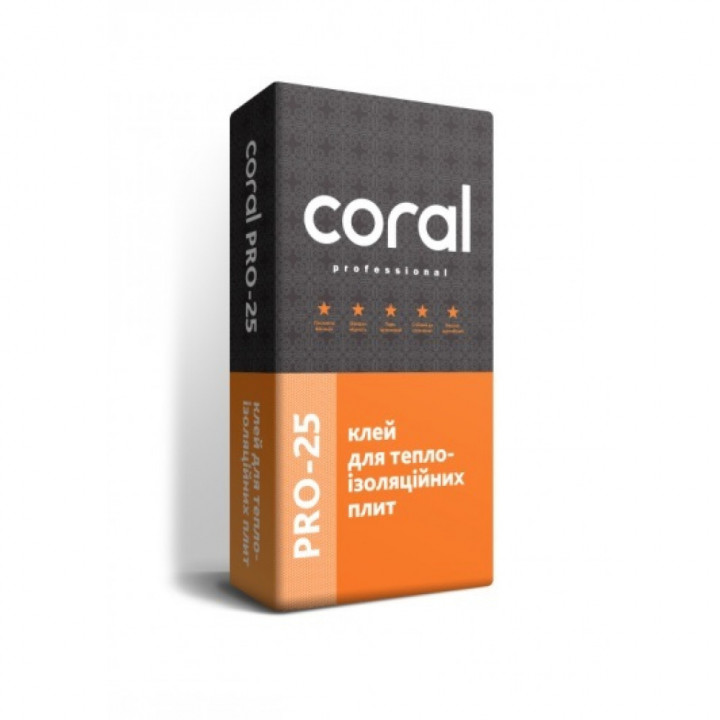 Клей для минеральной ваты и пенополистирола "Зима" Корал (Coral) Pro-25 25кг