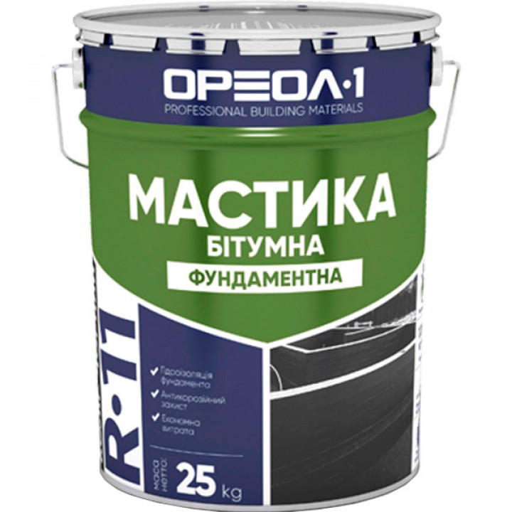 Мастика битумная гидроизоляция для фундамента ОРЕОЛ (25 кг)