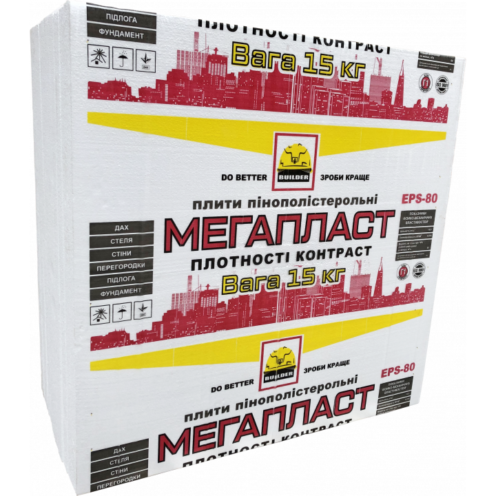 Пенопласт BUILDER МЕГАПЛАСТ М-35 EPS-80 (1*1) (50мм)