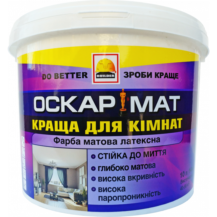 Фарба інтер'єрна Матлатекс BUILDER ОСКАРМАТ (1,4 кг)