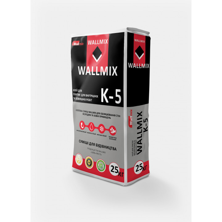 Клей для плитки для внутренних и наружных работ Wallmix К-5 (25кг)