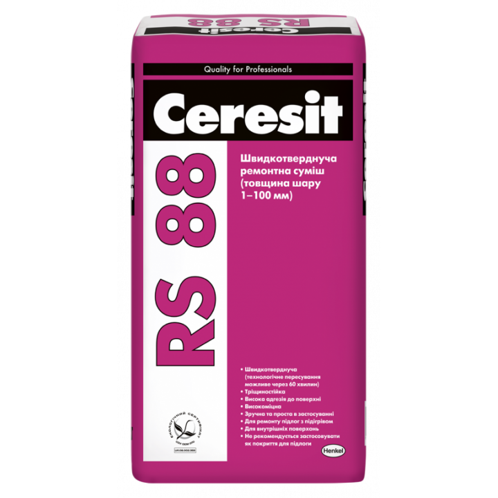 Быстротвердеющая ремонтная смесь CERESIT RS 88 25кг